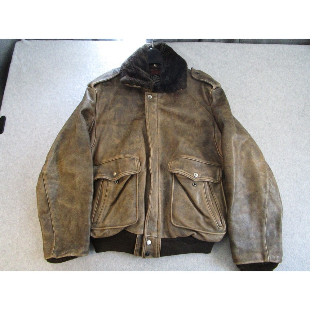 VTG Harley Davidson Leather Jacket Mens L Brown Patina Bomber 80s Hein Gericke